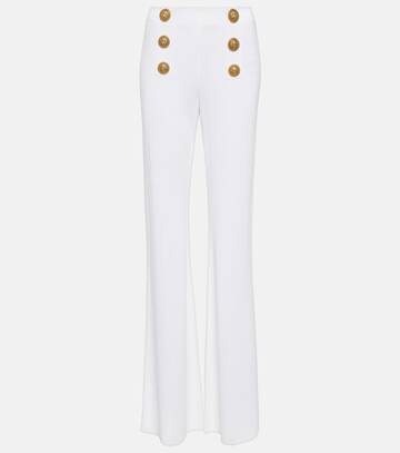 Balmain High-rise embellished pants in white
