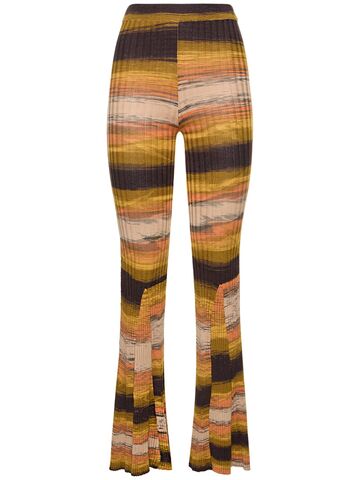 live the process mira high waist knit flared pants in orange / pink