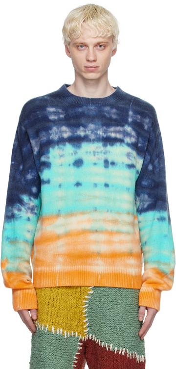 the elder statesman multicolor hand-dyed sweater in ivory