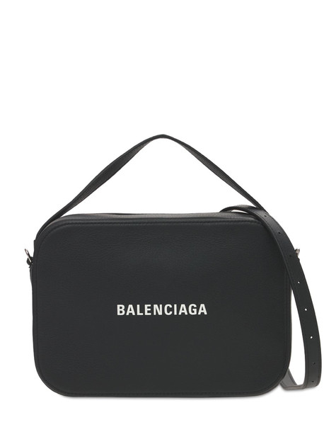 BALENCIAGA Everyday Leather Camera Bag in black / white