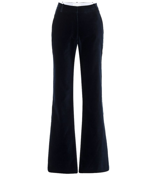 Victoria Beckham High-rise flared velvet pants in blue
