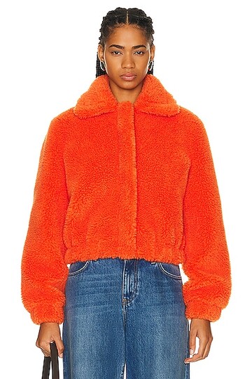 moschino jeans teddy jacket in orange