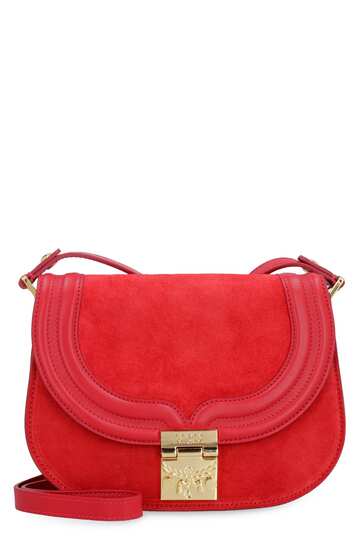 MCM Leather And Suede Crossbody Bag in red