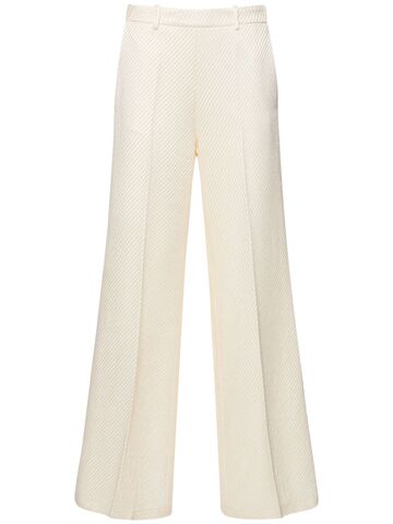 forte_forte diagonal structure wool blend wide pants in white