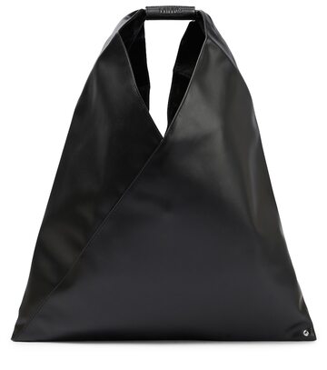 mm6 maison margiela japanese medium faux leather tote bag in black