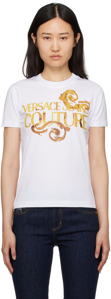 versace jeans couture white printed t-shirt