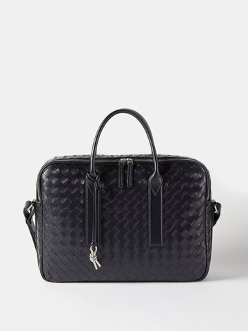bottega veneta - intrecciato-leather briefcase - mens - black