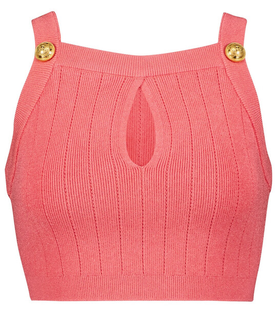 Balmain Knit crop top in pink