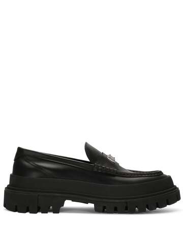 dolce & gabbana logo-plaque chunky loafers - black