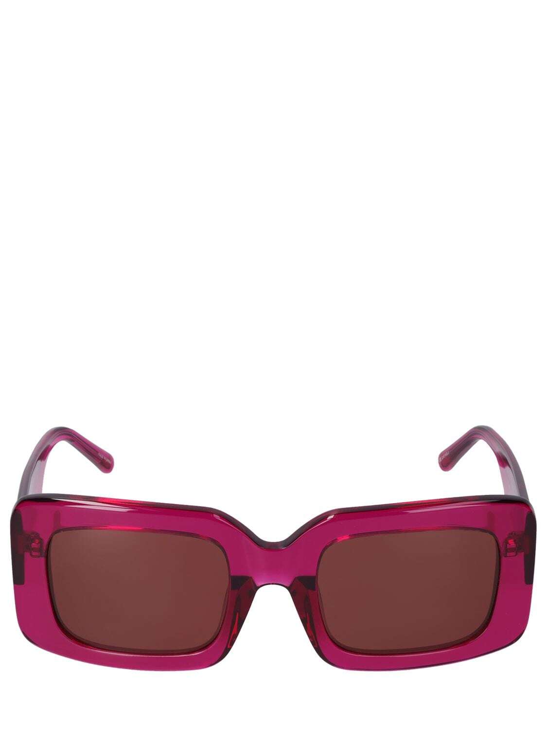 THE ATTICO Jorja Squared Acetate Sunglasses in brown / fuchsia