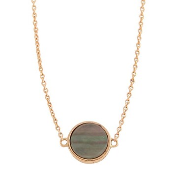 Ginette Ny Mini ever black Mother of Pearl disc necklace in grey