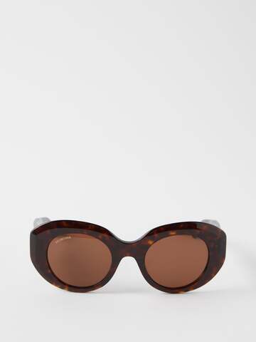 balenciaga eyewear - rive gauche round acetate sunglasses - womens - brown multi