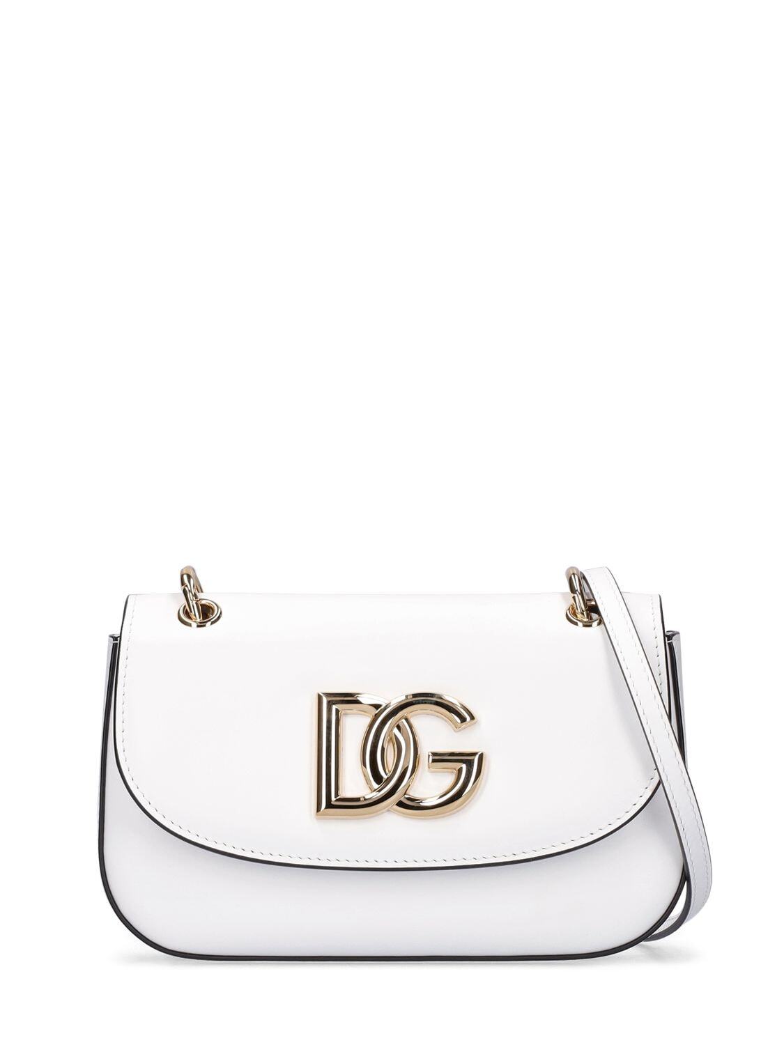DOLCE & GABBANA 3.5 Smooth Leather Shoulder Bag in white