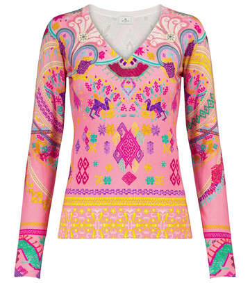Etro Stretch-silk sweater in pink