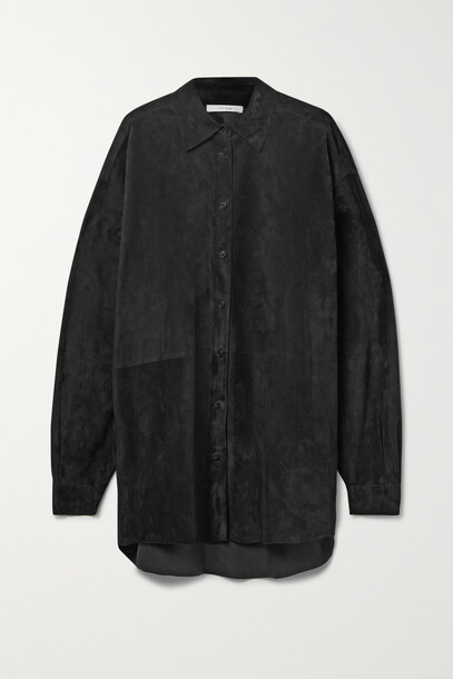 The Row - Luka Oversized Suede Shirt - Black