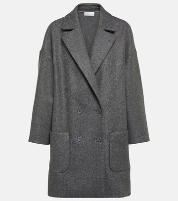 redvalentino double-breasted wool-blend coat in grey