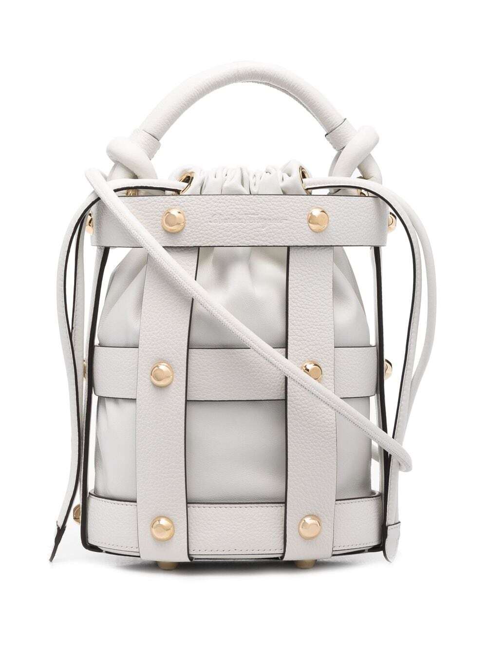 Salvatore Ferragamo stud-embellished bucket bag - White
