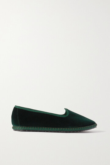 vibi venezia - velvet slippers - green