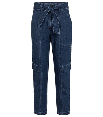 j brand athena cropped paperbag jeans in blue