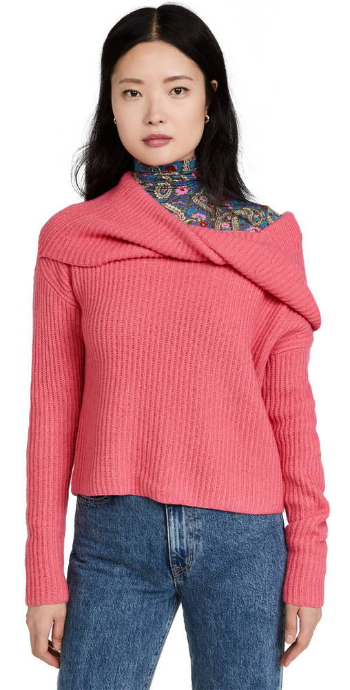 Brochu Walker Riser Reversible Off Shoulder Sweater in pink