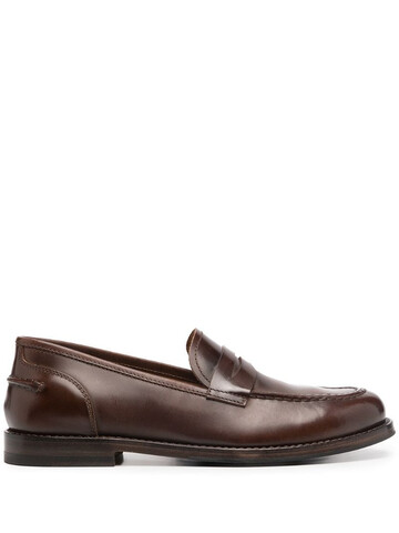 Alberto Fasciani penny-slot leather loafers in brown