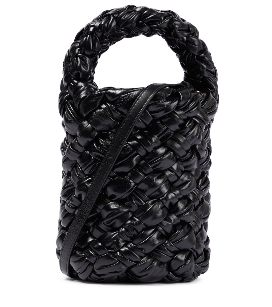 Bottega Veneta Kalimero Mini leather bucket bag in black