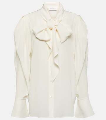 nina ricci silk crêpe de chine blouse in white