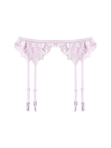FLEUR DU MAL Velvet Lily Garter Belt in pink / lavender