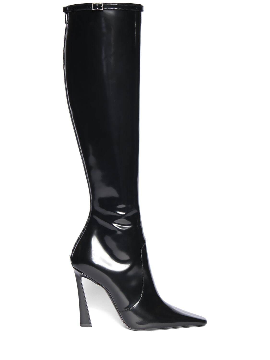 SAINT LAURENT 110mm Tess Patent Leather Tall Boots in black