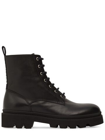 dsquared2 leather lace-up boots in black
