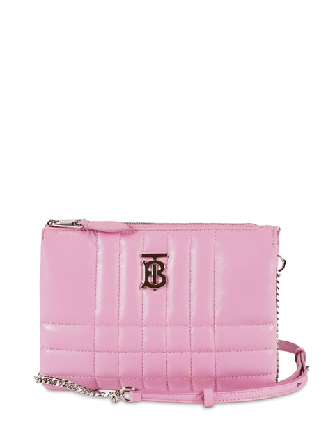 BURBERRY Lola Double Quilted Leather Pouch in pink