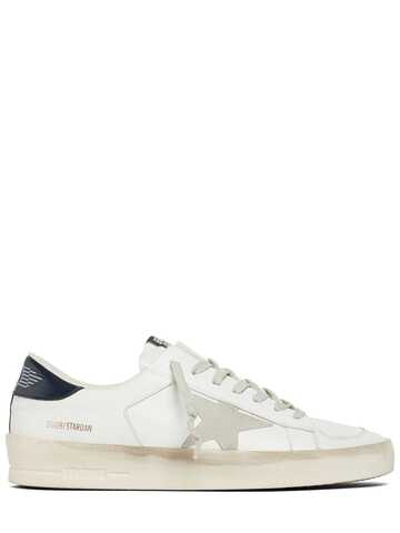 golden goose stardan leather & suede sneakers in navy / white