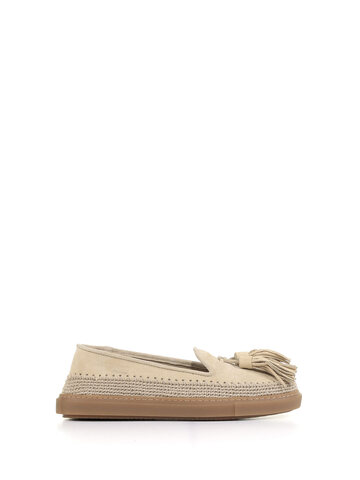 Fratelli Rossetti Suede Loafer With Rope Details in beige