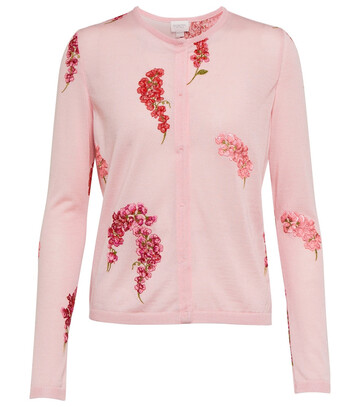 giambattista valli floral cashmere and silk cardigan in pink