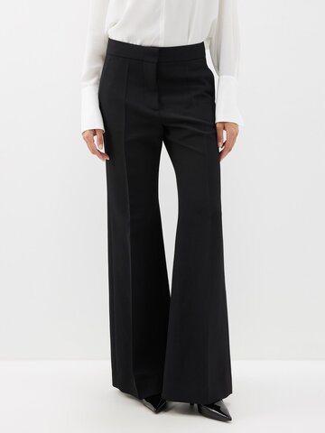 givenchy - wool-flannel wide-leg trousers - womens - black