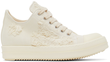 Rick Owens Drkshdw Off-White Distressed Sneakers in natural