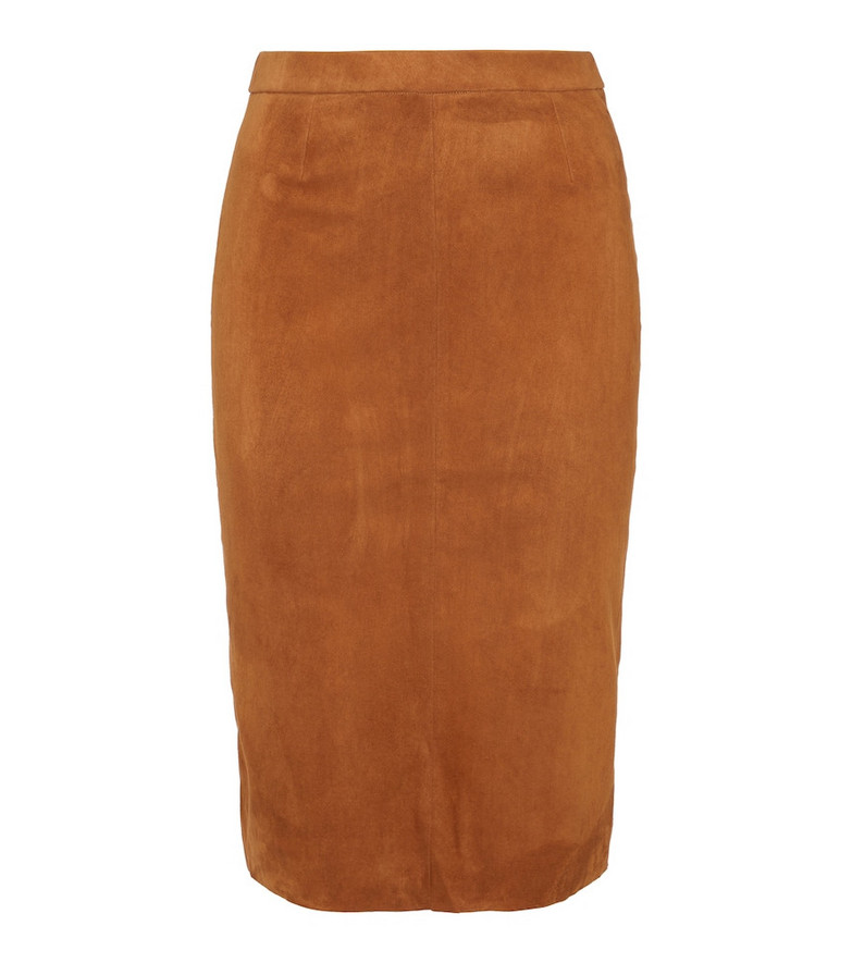 STOULS Carmen suede pencil skirt in brown