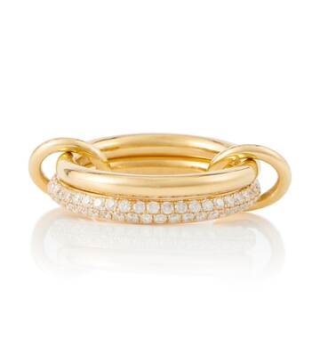 spinelli kilcollin virgo 18kt gold linked rings with white diamonds