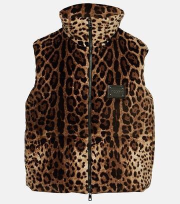 dolce&gabbana leopard-print puffer vest