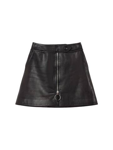 LANVIN Zip-up Leather Mini Skirt in black