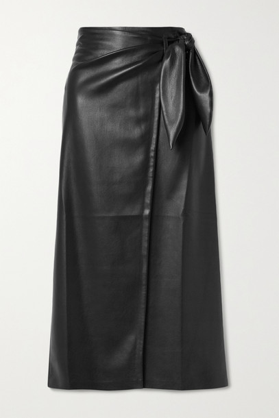 NANUSHKA - Amas Vegan Leather Wrap Skirt - Black