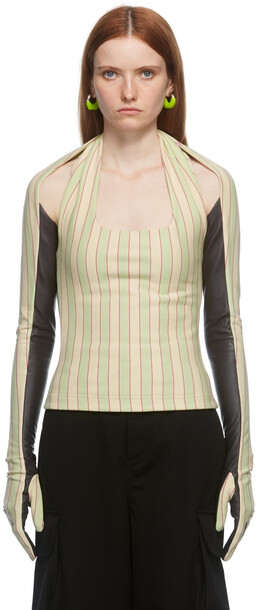 Sunnei Pink & Green Glove Long Sleeve T-Shirt