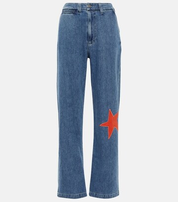 Marni Star-appliqué wide-leg jeans in blue