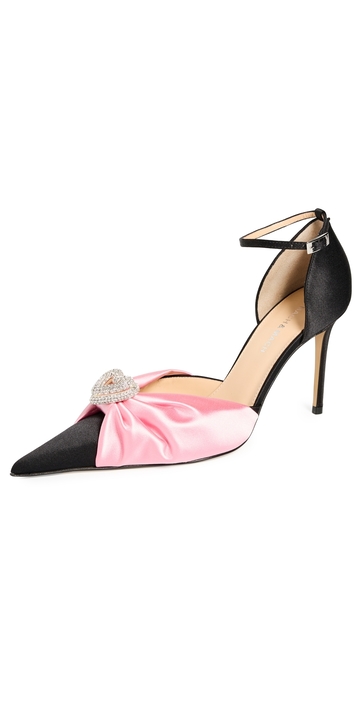 mach & mach double heart silk draped pink satin high heels pink 41