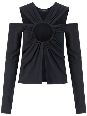 SID NEIGUM Jersey Ring Cutout Top in black