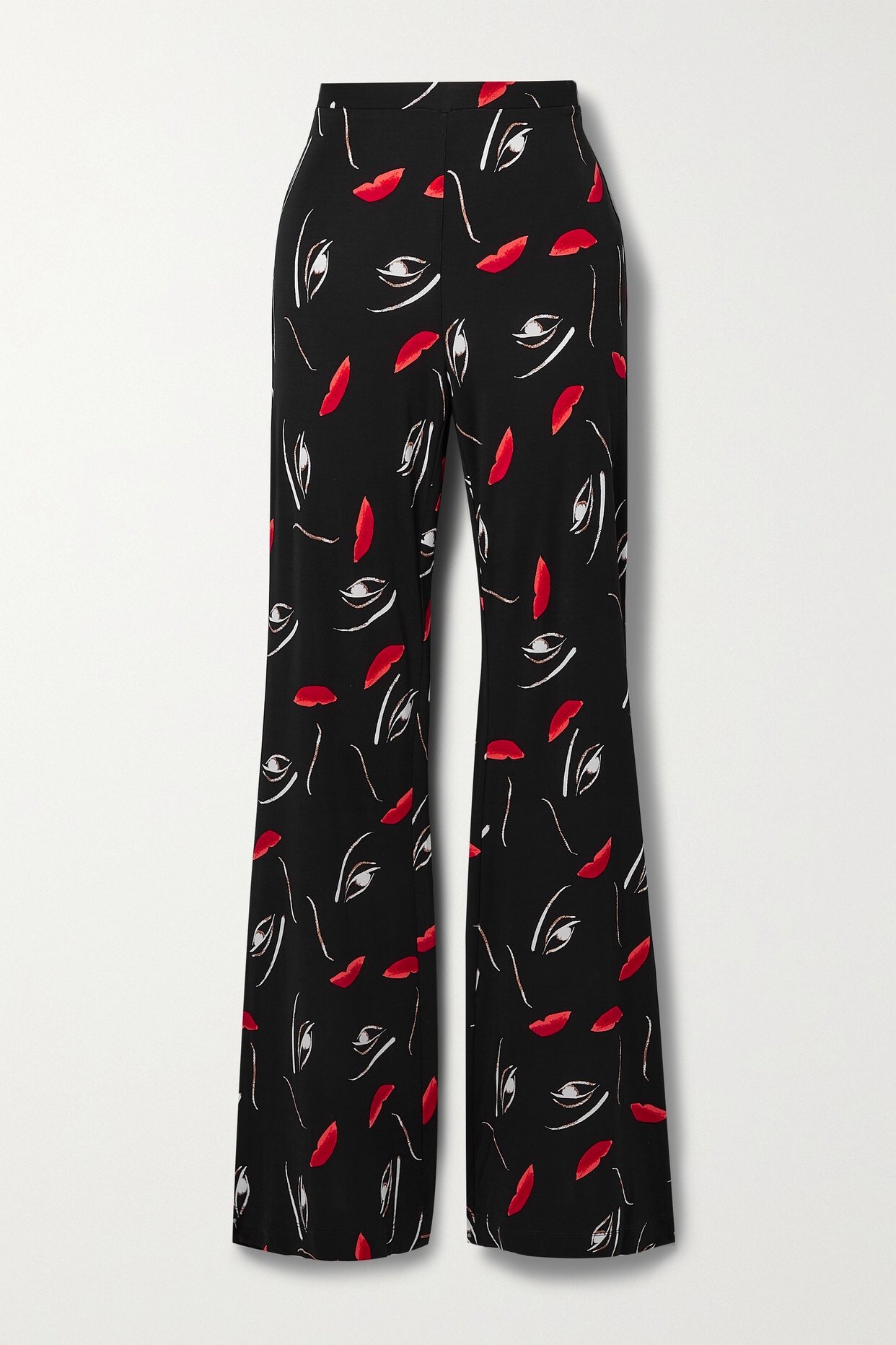 Diane von Furstenberg - Brooklyn Printed Stretch-jersey Flared Pants - Black