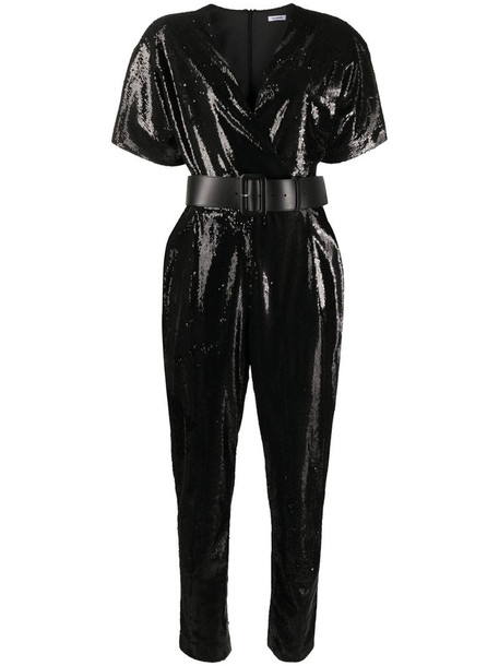 P.A.R.O.S.H. wrap style sequin-embroidered jumpsuit in black