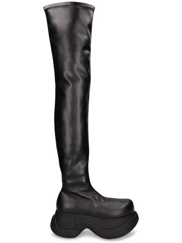 marni 80mm stretch faux leather tall boots in black