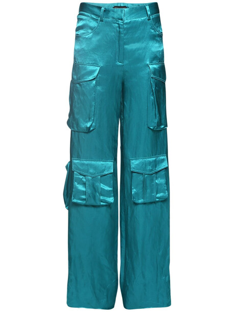 TOM FORD Viscose & Linen Satin Cargo Pants in blue