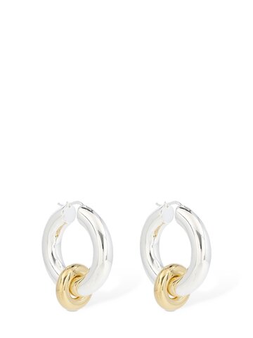 jil sander embrace 1 bicolor hoop earrings in gold / silver